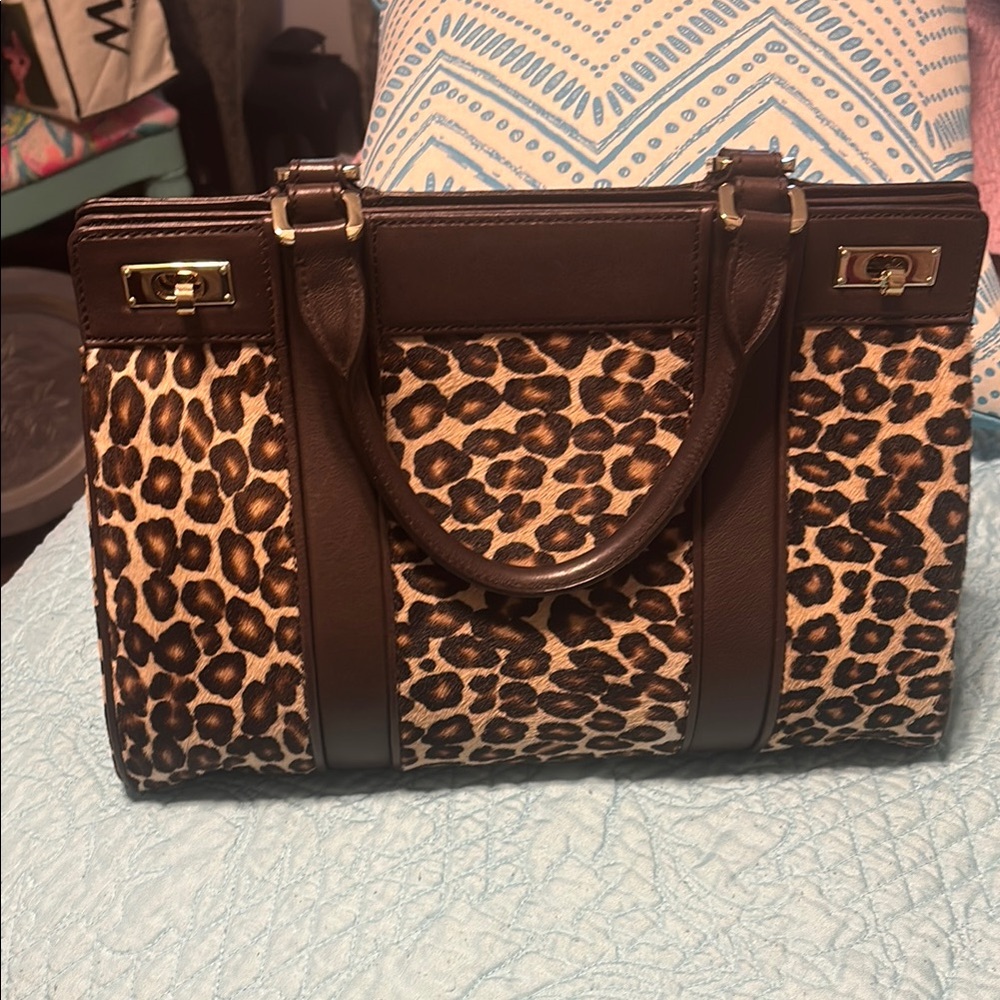 Tiffany & Co. Leopard Print Brown Leather and Animal Hair Handbag